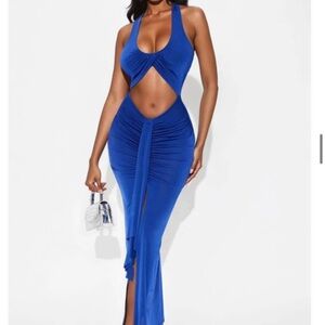 Fashion Nova Royal Blue Backless Dress